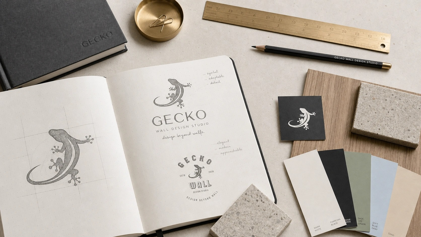 GECKO 標誌設計過程與材質研究